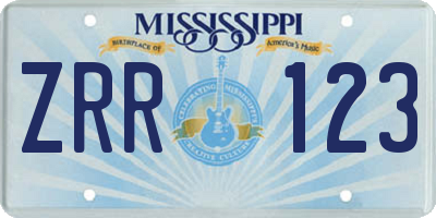 MS license plate ZRR123