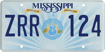 MS license plate ZRR124