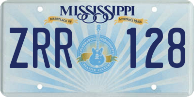 MS license plate ZRR128
