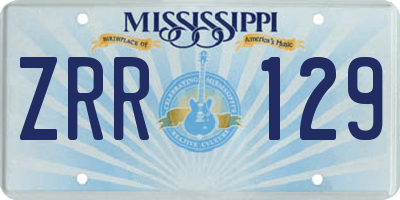 MS license plate ZRR129