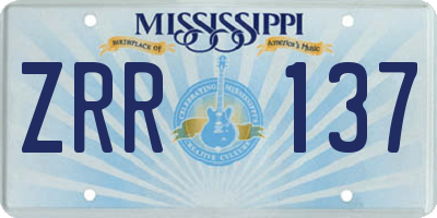 MS license plate ZRR137