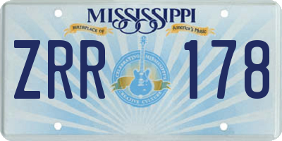 MS license plate ZRR178