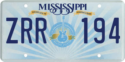 MS license plate ZRR194