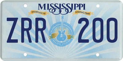 MS license plate ZRR200