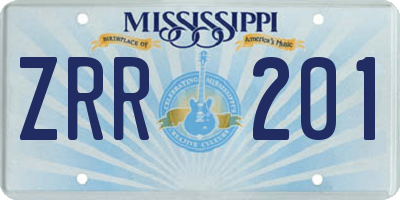MS license plate ZRR201