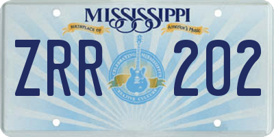 MS license plate ZRR202