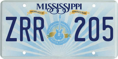 MS license plate ZRR205