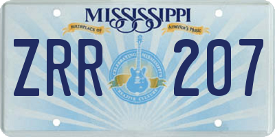 MS license plate ZRR207