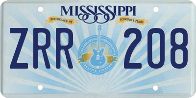 MS license plate ZRR208