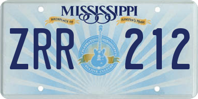 MS license plate ZRR212