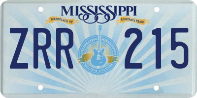 MS license plate ZRR215