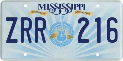 MS license plate ZRR216