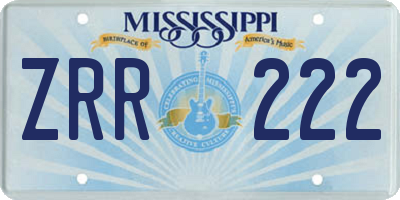 MS license plate ZRR222