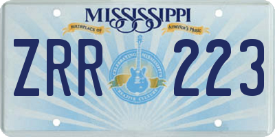 MS license plate ZRR223