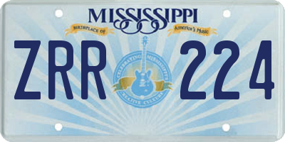 MS license plate ZRR224