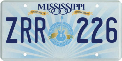 MS license plate ZRR226