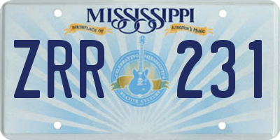 MS license plate ZRR231
