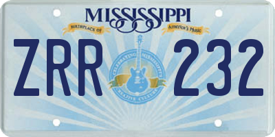 MS license plate ZRR232