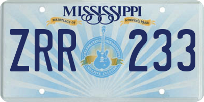 MS license plate ZRR233