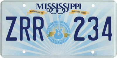 MS license plate ZRR234