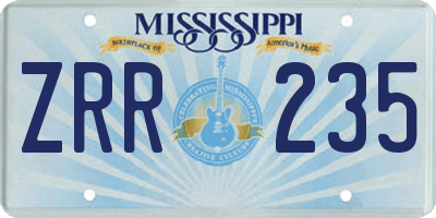 MS license plate ZRR235