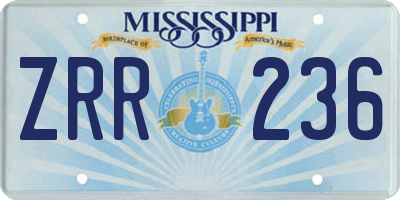 MS license plate ZRR236