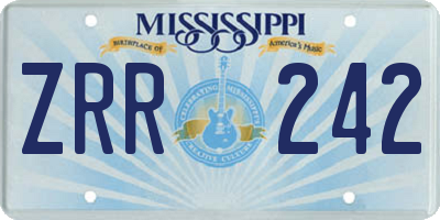 MS license plate ZRR242