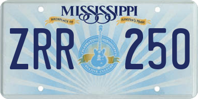 MS license plate ZRR250