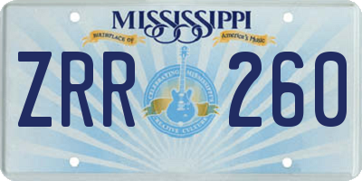 MS license plate ZRR260