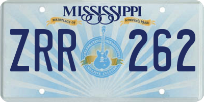 MS license plate ZRR262