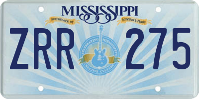 MS license plate ZRR275