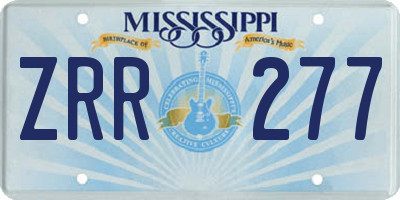 MS license plate ZRR277