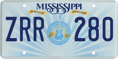 MS license plate ZRR280
