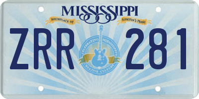 MS license plate ZRR281