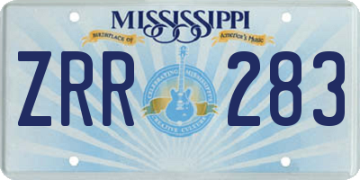 MS license plate ZRR283