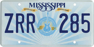 MS license plate ZRR285