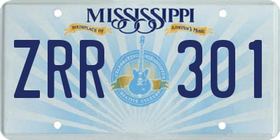 MS license plate ZRR301