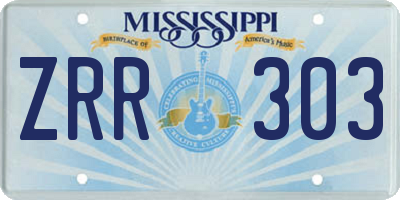 MS license plate ZRR303