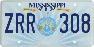 MS license plate ZRR308