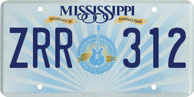 MS license plate ZRR312