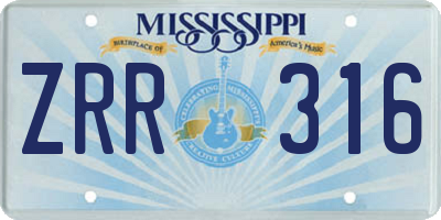 MS license plate ZRR316