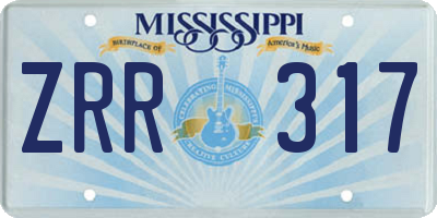 MS license plate ZRR317