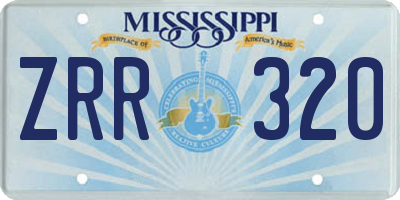 MS license plate ZRR320