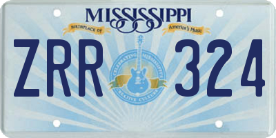 MS license plate ZRR324