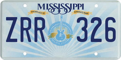 MS license plate ZRR326