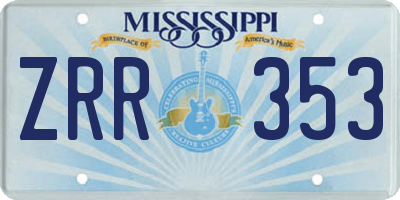 MS license plate ZRR353