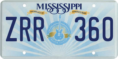 MS license plate ZRR360