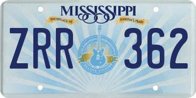 MS license plate ZRR362