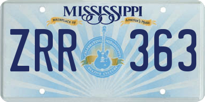 MS license plate ZRR363