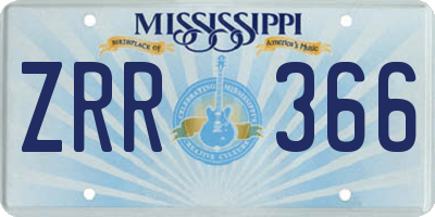 MS license plate ZRR366